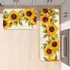 2PC Country Sunshine Sunflower Oil Painting Kitchen Mat Non Slip Oil Proof Runner Rug Cozy Living Room Bedroom Decor