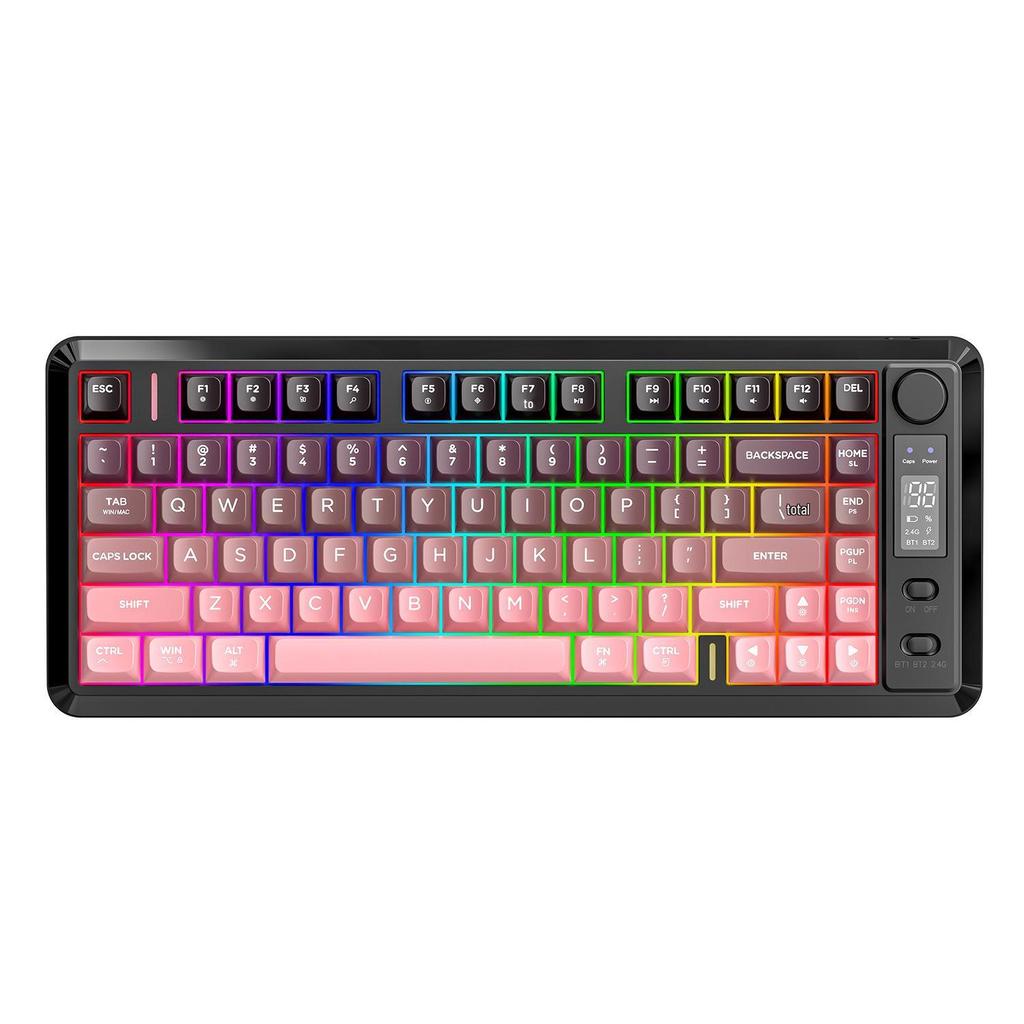 Free Wolf M75 Bluetooth Dual-Mode Mechanical Keyboard with PBT Gradient Keycaps and Display