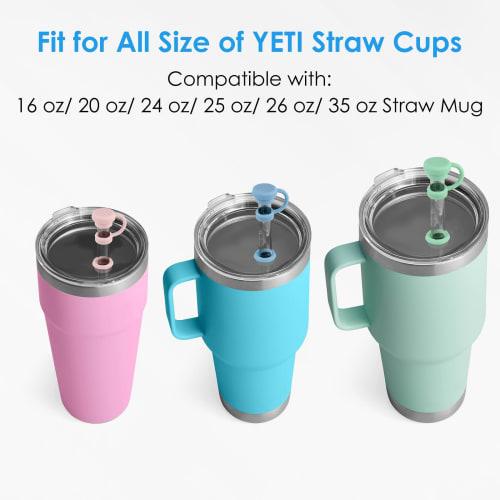 ERKOON Silicone Spill Stopper Set for YETI Straw Cups, Mug Tumblers, and More - Includes 4 Silicone Straw Covers and 4 Leak-Proof Stoppers