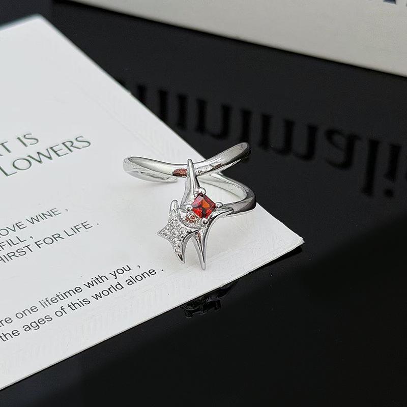 Super Flash Zirkon Hexagramm Ring Öffnung Verstellbar Exquisiter Ring Temperament Hochklassige Frauen
