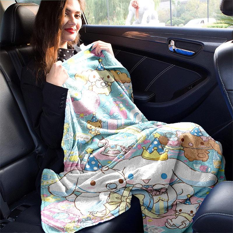 1pc Cinnamoroll Party Blanket, Seasonal Home Decorative Throw for Couch, or Car Seat Cover,Living Room, Travel, Camping, Car Blankets, Beach, Office N