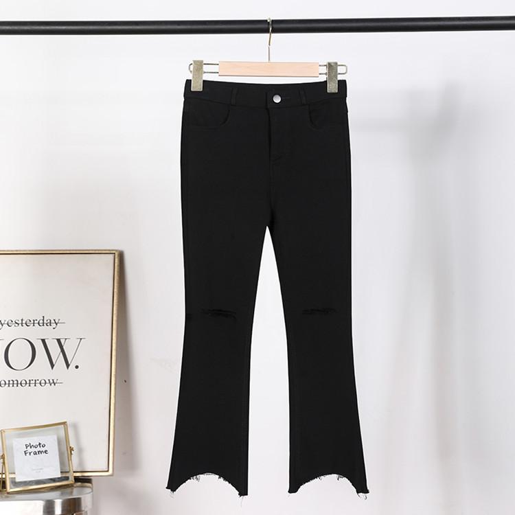 

Весна и осень Новые нестандартные брюки с одной пуговицей и микророговым узором, облегающие и тонкие леггинсы с отверстиями снаружи XXXL чёрный