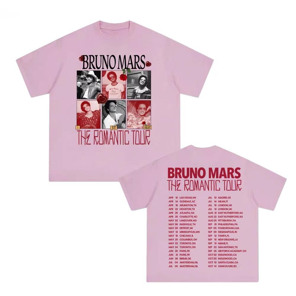 Bruno Mars The Romantic Tour 2026 Summer Pop Music Tour Graphic Print Tshirt Fashion Hip Hop Gothic Streetwear Pure Cotton Tops