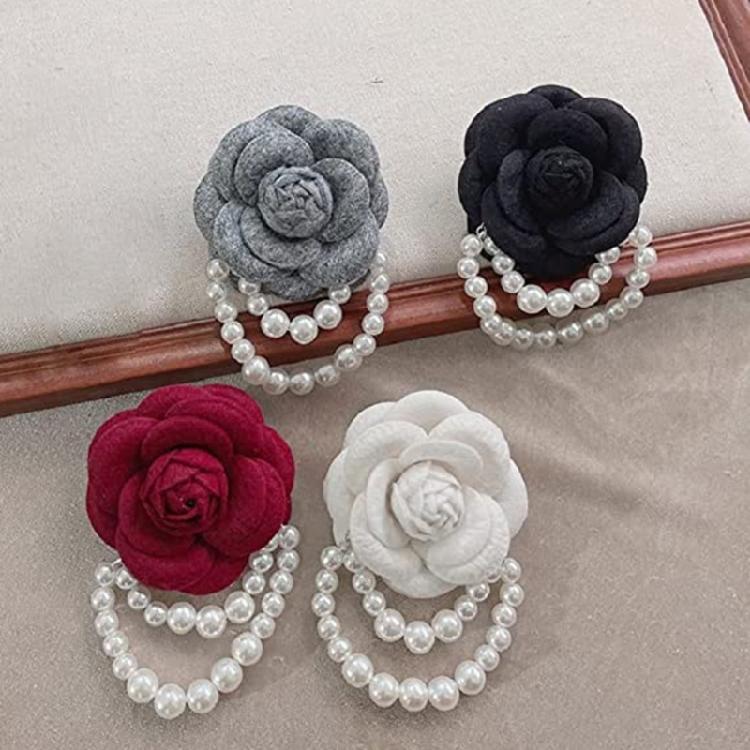 Flower Brooch Pin Corsage Badge Pearl Tassel Brooches for Women Accessories