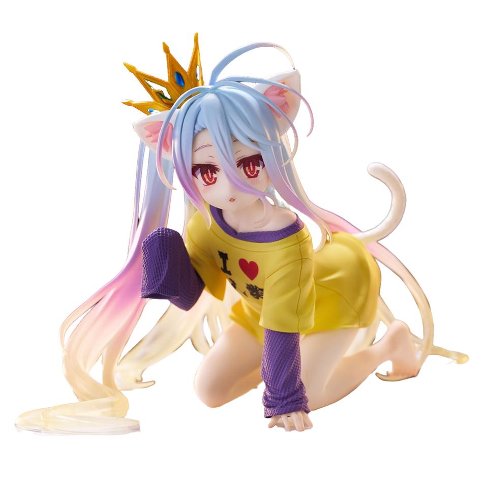 10cm No Game No Life Anime Figure Desktop Cute Cat Ear Shiro Action Figure Room Decorations PVC Adult Collection Model Doll Toys