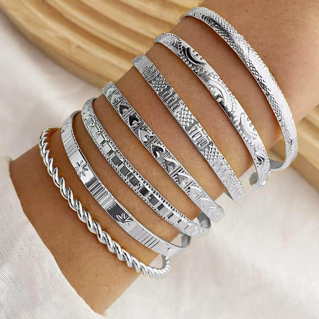 Vintage Multi-layer Adjustable Metal Bangle Set