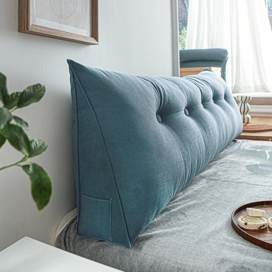 Headboard Wedge Pillow Triangular Headboard Cushion With Side Pocket Bed Bolster Pillow