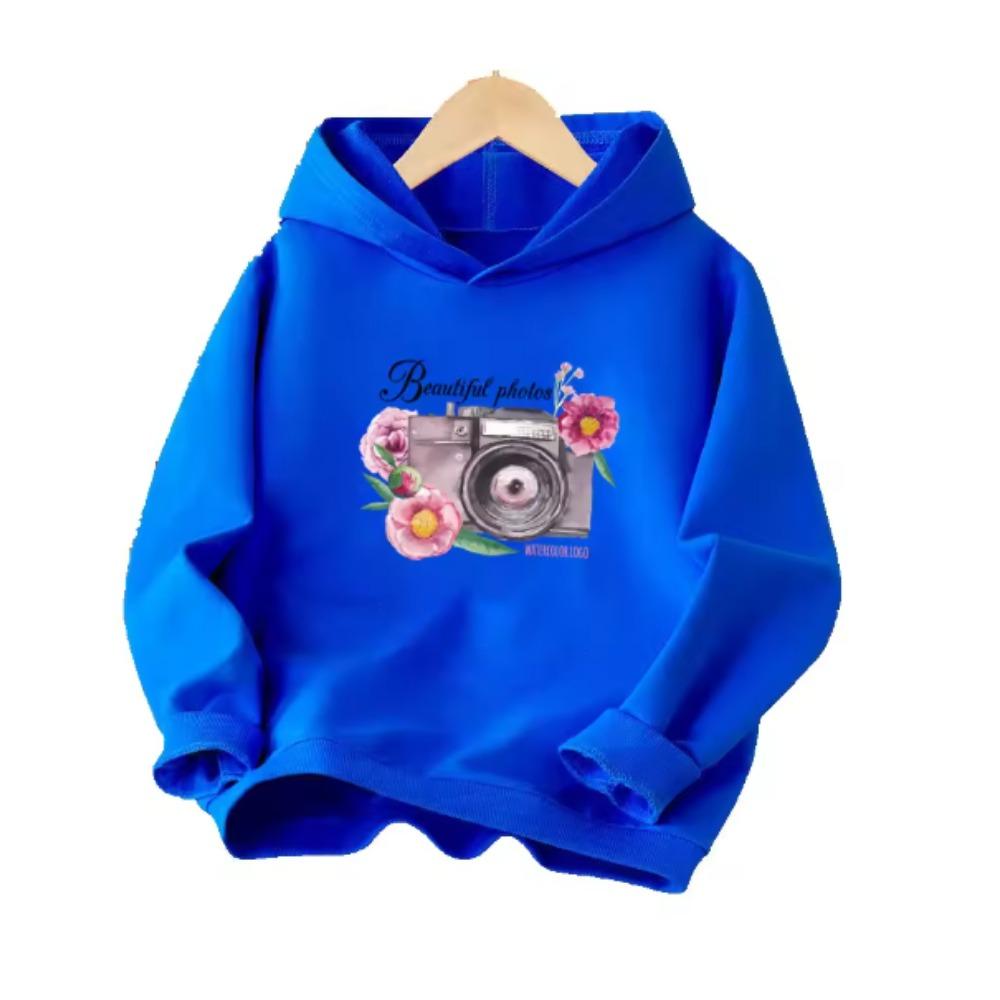 Camera Flower Trend Style Hoodies Girls Clothing Long Sleeve Clothes Kids Fashion Pullovers Graphic Sweatshirts