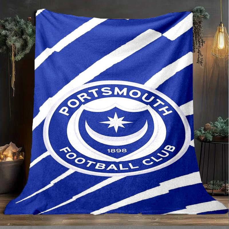 1pz Coperta Morbida in Flanella Stampata Portsmouth F.C. per Camera da Letto Adulto Soggiorno Divano Campeggio Viaggio Regali per Fan Regali di Natale