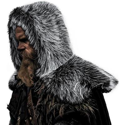 Wikingerpelzkragen Kriegerkappe Schal Mittelalterlicher Ritter Schulterumhang Schal Halloween Renaissance Cosplay Kostüme