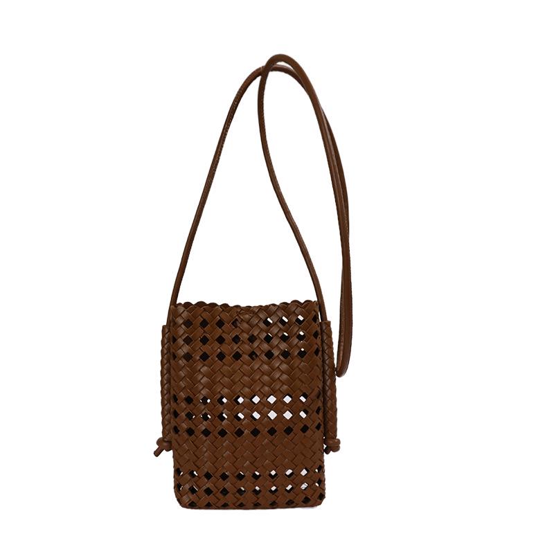 Korean INS Style Woven Hollow Shoulder Bag - Women's Summer Commuter Square Bag