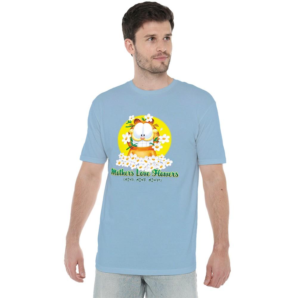 Garfield Mothers Love Flowers T-Shirt S-2XL Light Blue XXXL