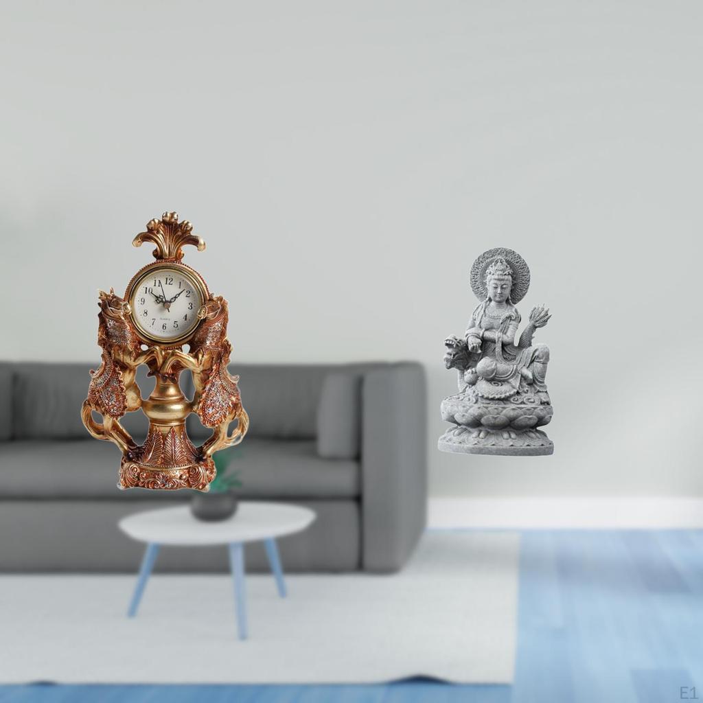 Horse Clock Desktop Figurine Decoration Crafts Collection Statue Animal Table for
