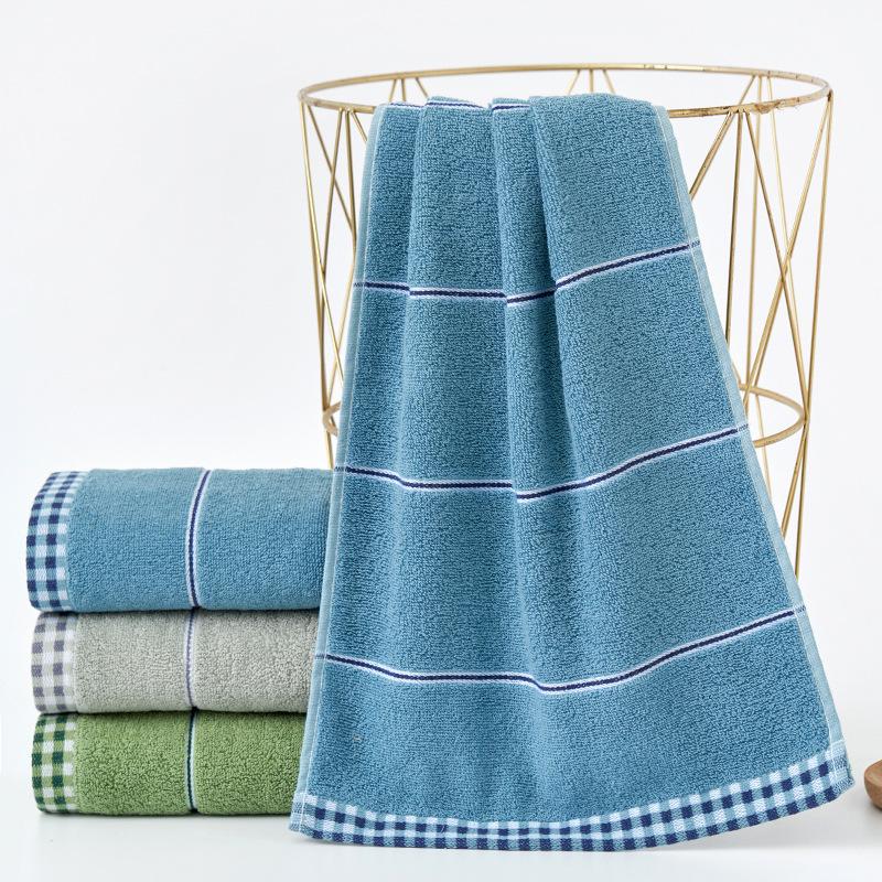 

Полотенца из 100% хлопка для домашнего использования, впитывающие полотенца из чистого хлопка для взрослых, утолщенные и мягкие, напольные полотенца с высоким Ян, чистый хлопок 72*33 синий