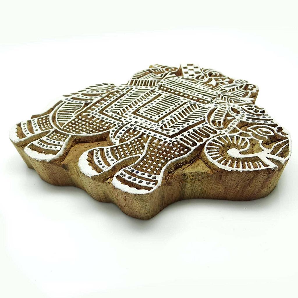 Indian Wooden Elephant Stamp Decorative Hand Carved Printing Blocks
