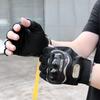 Men's Motocross Carbon Fiber Gloves Half Finger Touch Screen Summer Breathable Anti-Slip Protective for Moto Biking
