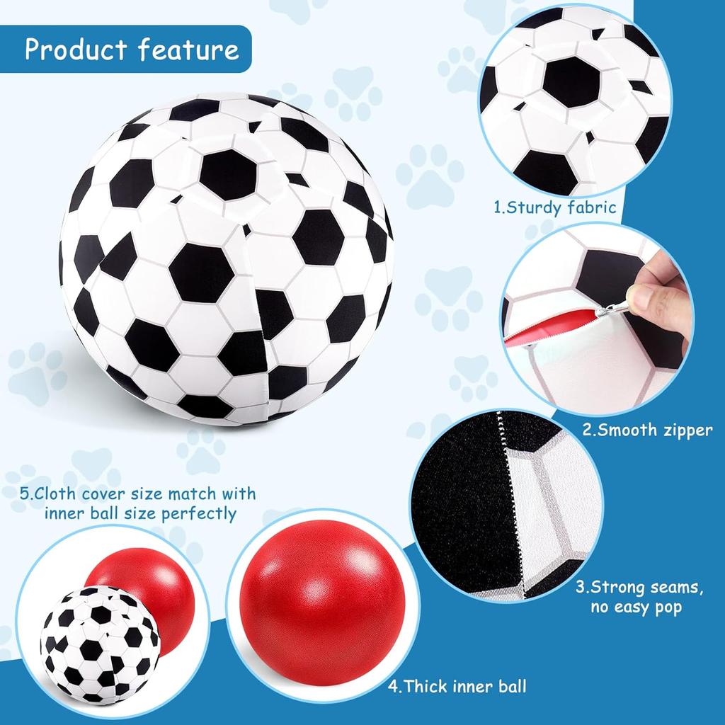 Juome Herding Ball for Dogs, 10" Dog Herding Balls with Soccer Cloth Cover Hand Pump, Interactive Dog Toys for Small & Medium Dogs