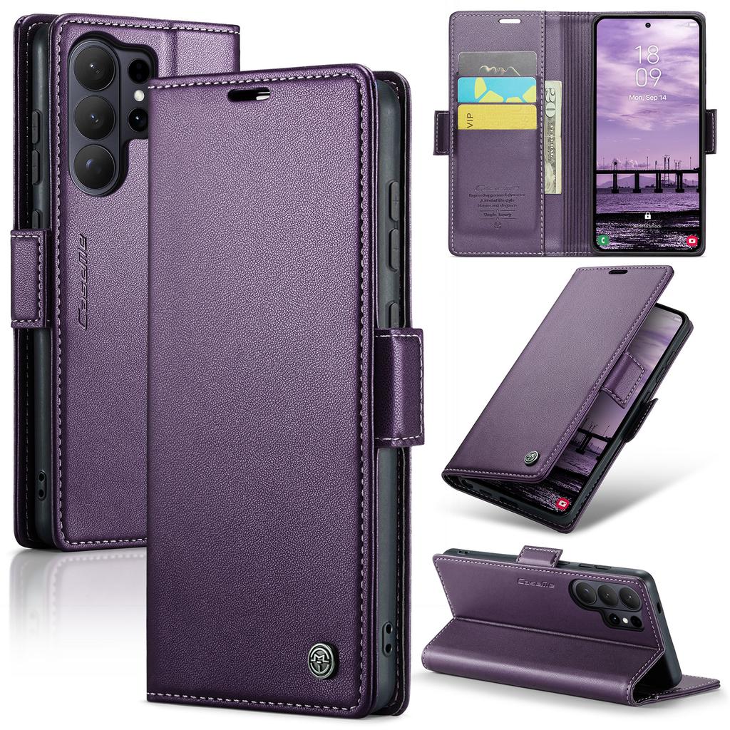 Case for Samsung S26 S24 S24 S23 Ultra FE Plus A17 A16 Leather Kickstand Card Holder Pocket Stand Flip Magnetic Flip Full Cover