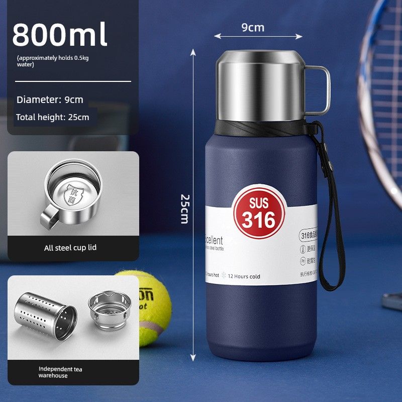 316 Stainless Steel Inner Tank Vacuum All-Steel Thermos Pot for Men's Outdoor Travel and Mountaineering Large-Capacity Thermos Cup