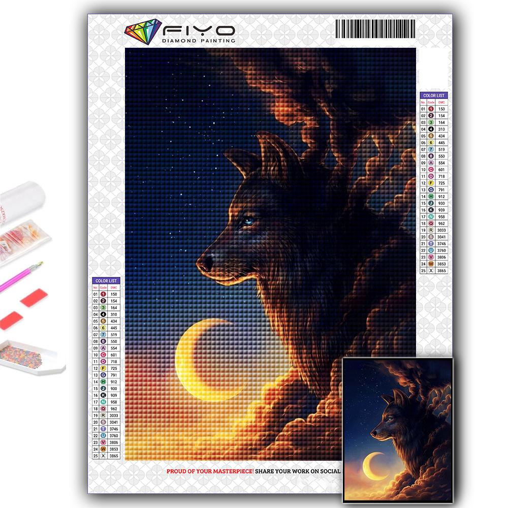 Popular 5D Diy Cross Stitch Animal Wolf Painting Full Drill Cross-Stitch Crafts Kit Wall Sticker Home Decor