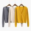 V-Neck Knitted Cardigan: Retro Hong Kong Style Sweater for Spring & Autumn, Long Sleeve Short Jacket for Women