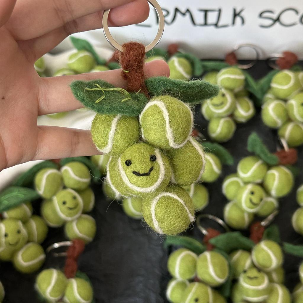 Grape Wool Felt Pendant Bag Charm Keychain Decoration