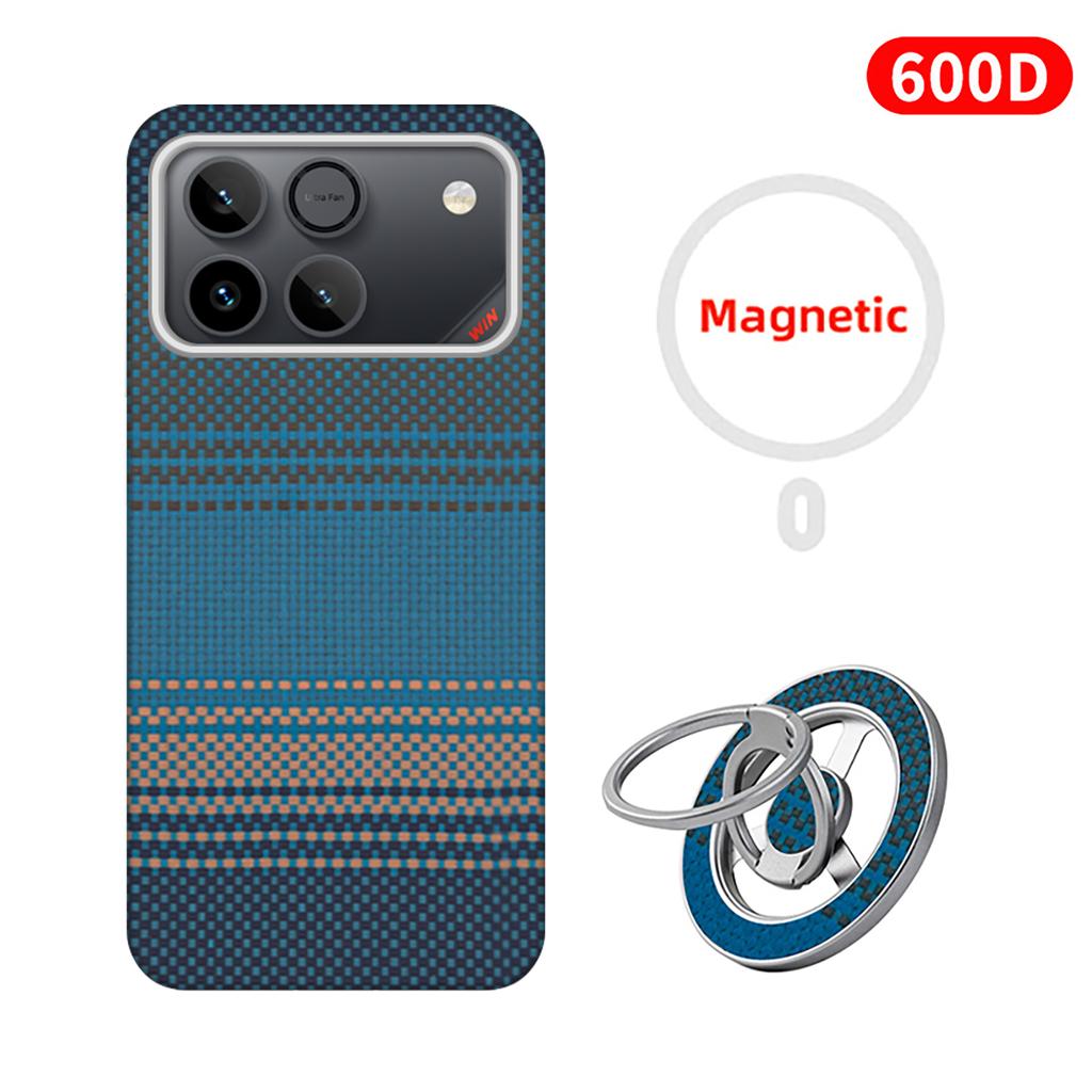 600D Real-thin Carbon Fiber Phone Case for Honor Win/Win RT Case Aramid Fiber Fabric Thinhard Magnetic Black Slim Light Red Case