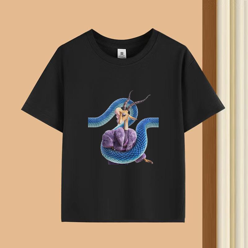 Dětské tričko s krátkým rukávem a kulatým výstřihem - 230g čistá bavlna s potiskem zvířat