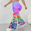 Women's Casual High Waist Flare Pants, Floral Print Streetwear Bell Bottom Trousers