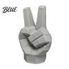 Unique Photo Props 3D Printed Victory Gesture Hand Sculpture Modern Resin Statue for Home Office Niche Accents Desk Decor Creative Geometric Finger