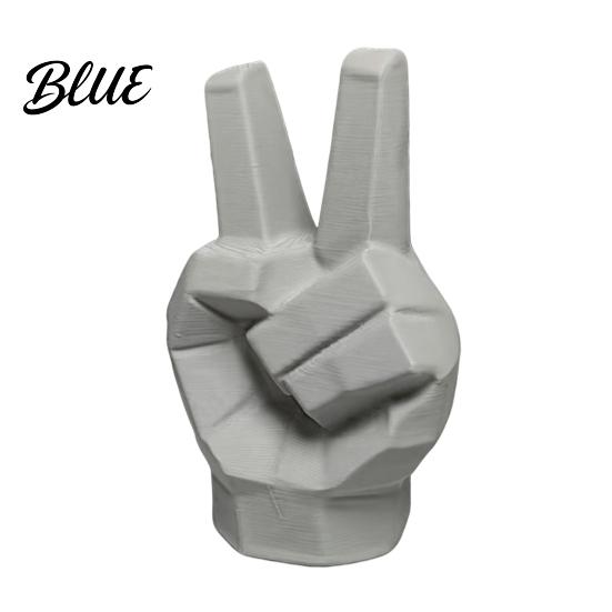 Unique Photo Props 3D Printed Victory Gesture Hand Sculpture Modern Resin Statue for Home Office Niche Accents Desk Decor Creative Geometric Finger