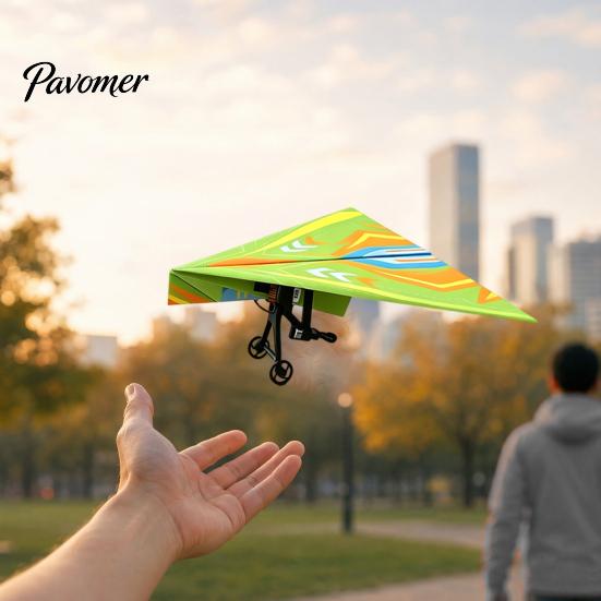 Assembled Plane Set Remote Control Paper Airplane Kit, with Gyro Stabilizer, Dual Propellers, DIY Electric Kit RC Set, Educational Glider Assembly Toy