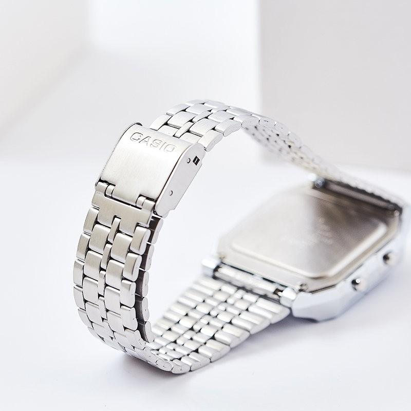 Casio YOUTH series-metal small square small square retro fashion trend simple waterproof sports quartz movement stainless steel strap A500WA-1