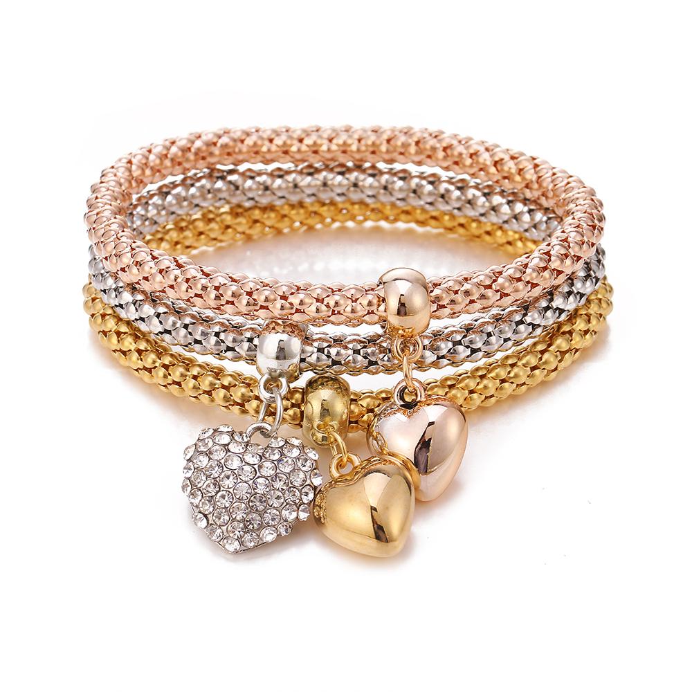 Pulseira de coração duplo Y2K moda feminina popular pulseira de cristal de casamento joias requintadas