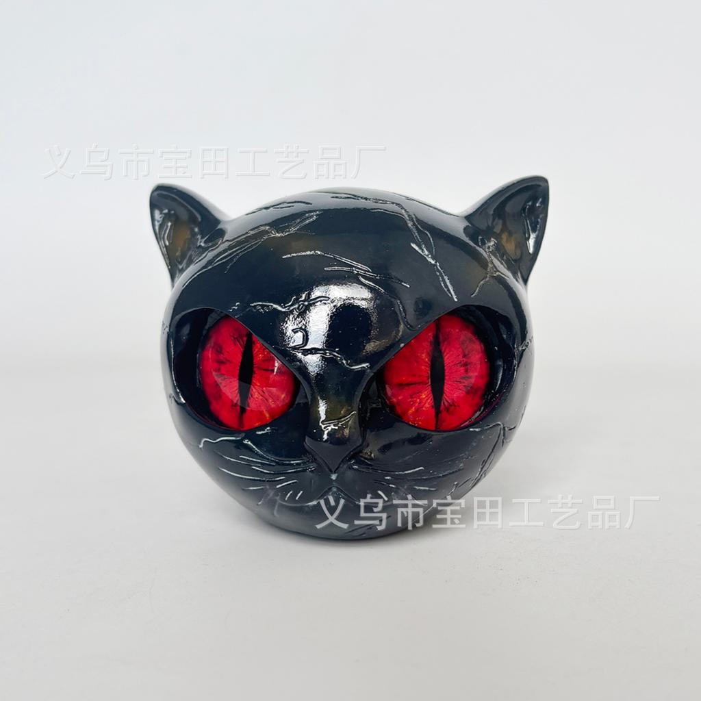 New luxury black cat stone resin ornament