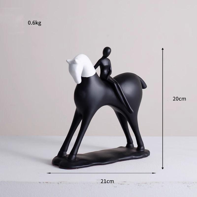 Modern Minimalist Abstract Horseman Resin Ornaments Home Living Room Bookcase Figurines Decoration Store Office Sculpture Crafts
