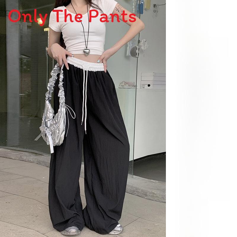 Women Casual Pants With Colorblock Design And Quickdry Ice Silk For Summer Comfort