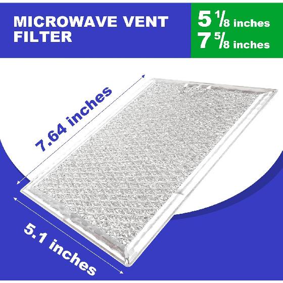[2 Pack] OEM Microwave Filter Replacement 7.64" x 5.12" Fit for GE WB06X10309 WB06X10359, Microwave Vent Filter, Microwave Grease Filter, Filters