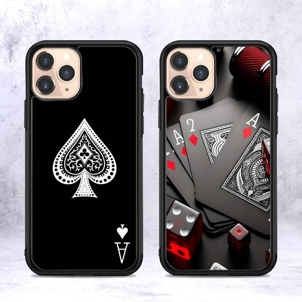Poker Pattern Game Phone Case For IPhone 16 Pro Max 15 14 Plus 14 13 12 11 17 PC+TPU Cases Back Cover