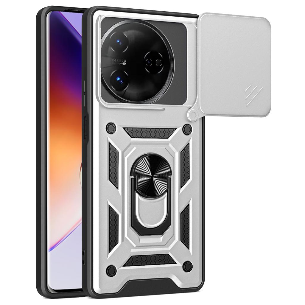 For itel S24 Case with Slide Camera Lid PC+TPU Kickstand Phone Cover