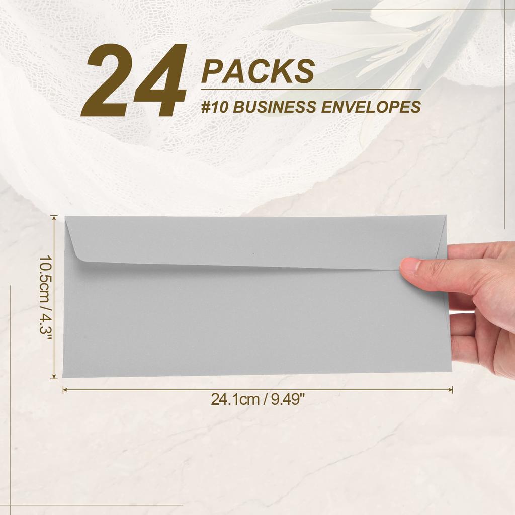 24Pcs 24.1cmx10.5cm Colored Self Seal Letter Size Paper Envelopes #10 Business Envelopes for Business Mailing Wedding Invitation