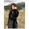 Winter Warm Thick Faux Fur Coat Women Long Trench Jacket Faux Mink Fur Collar Eco Friendly Outerwear