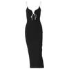 Women's Summer Temperament V-neck Mid-length Dress Slim-fit Bag Hip Strap Dress