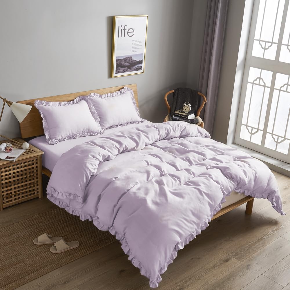 HOdo Home Bedding Includes Duvet Bed and Fitted Suitable for Western and Japanese Style with Peach Skin and Quick Drying Semi-Double 4-Piece Set,