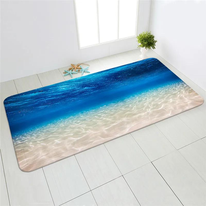 Sea Beach Sand Wave Kitchen Carpet Entrance Door Mat Bedroom   Bathroom Absorbent Non-slip Long