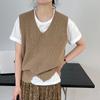 Damska kamizelka swetrowa bez rękawów z rozcięciem dekoltu w serek, dziergana kamizelka damska wiosenna nowa wersja koreańska