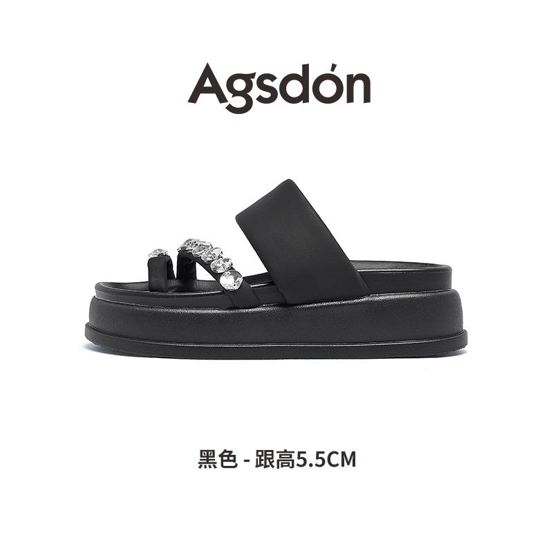 Augustine Platform Slippers Women's Wear 2025 New Summer Platform Silver with Skirt Rhinestone Cover Toe Sandals