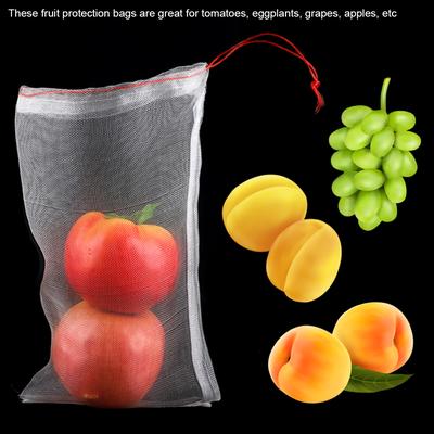 50pcs Sacs de Protection pour Plantes et Fruits Sac en Maille à Cordon de Serrage Contre les Insectes Nuisibles Outils de Jardinage 25*15cm
