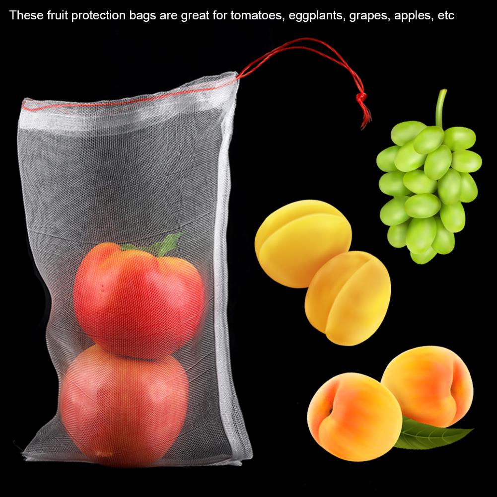 50pcs Plant Fruit Protection Bags Drawstring Mesh Bag Against Insect Pest Garden Tools