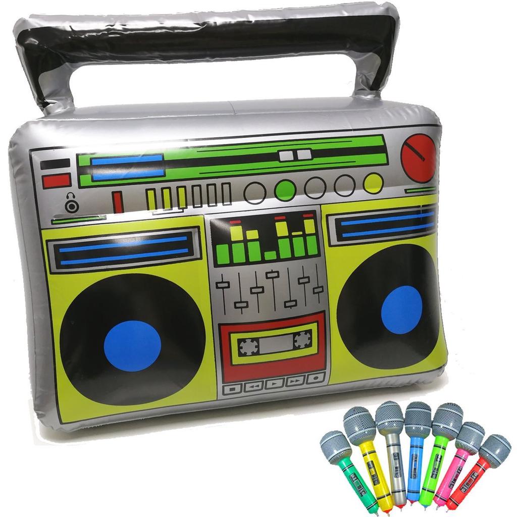 Buy Inflatable Boom Box 45cm PVC Radio + 2 Microphones for 80s Party
